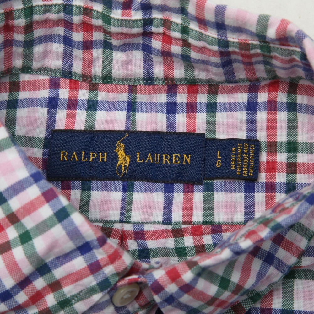 Ralph Lauren Shirt Mens Large Multicolor Plaid Cotton Button Down Flesh Pony - Picture 5 of 11